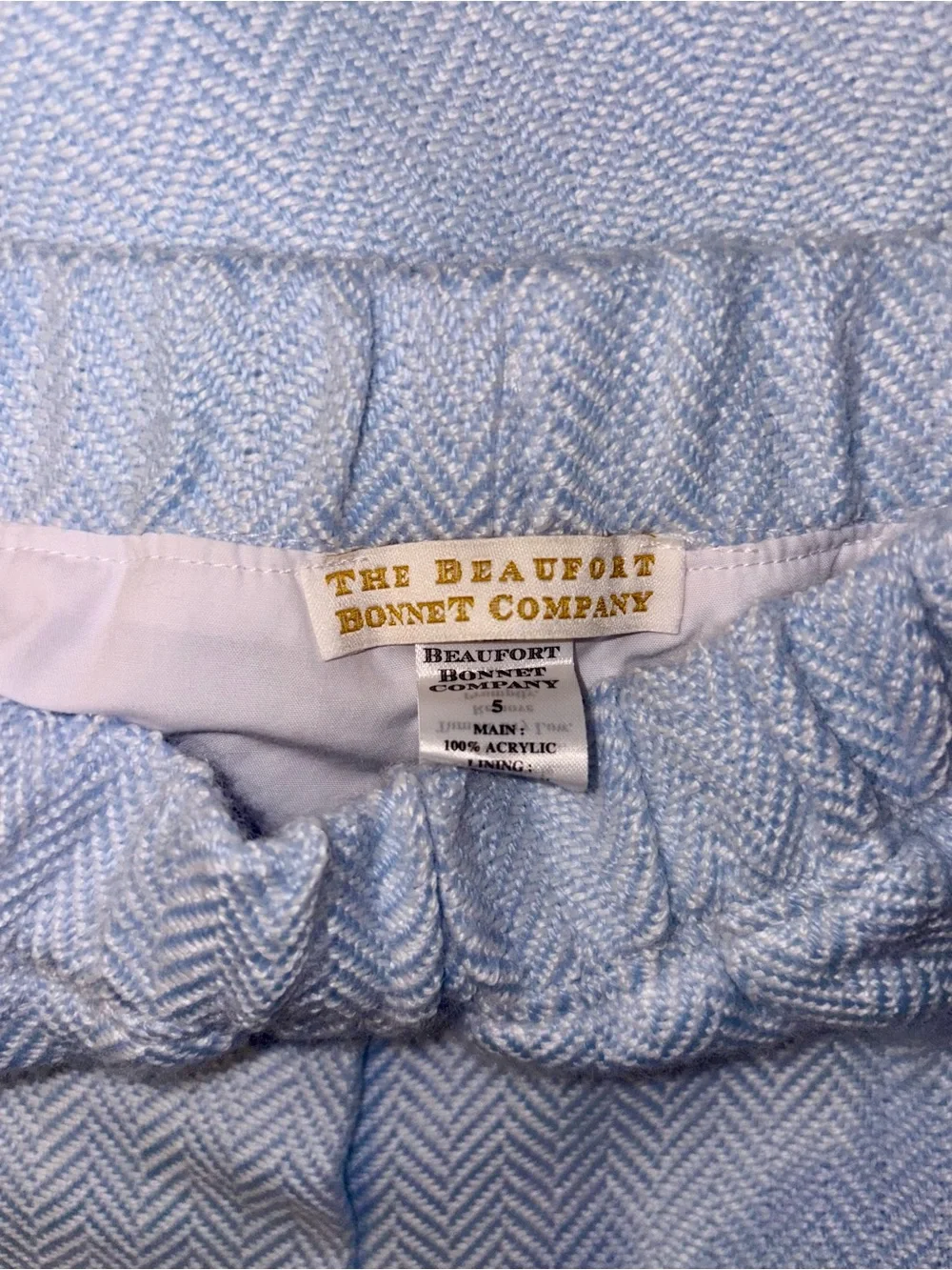 The Beaufort Bonnet Company girls Beale st blue herringbone set Sz5